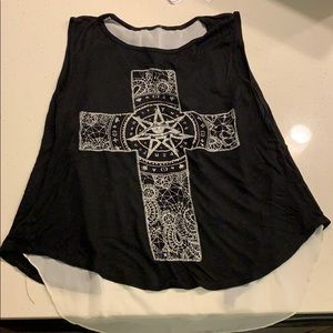 Black cross tank top